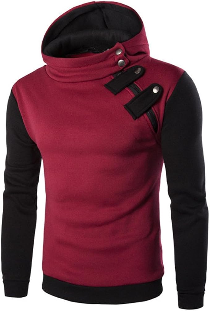 iYBUIA Personality Men's Long Sleeve Button Hoodie Hooded Sweatshirt Tops Jacket Coat Outwear