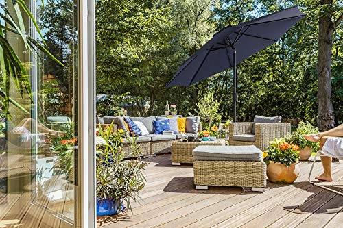 SONGMICS Sonnenschirm 300 cm, UPF 50+, Strandschirm, beidseitig um 30° knickbar, Sonnenschutz, mit Kurbel zum Öffnen… – Bild 4