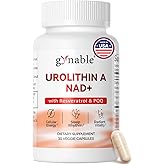Gynable Urolithin A NAD+ Complex with Trans-Resveratrol & PQQ| 4-IN-1Cellular Energy Renewal & Muscle Strength,Longevity Supplement for Sleep & Focus,Mitochondrial Health - Made & Tested in USA