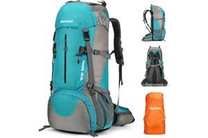 King'sGuard 70L Hiking Backpack with Rain Cover Lightweight Travel Backpack Waterproof Camping Backpack