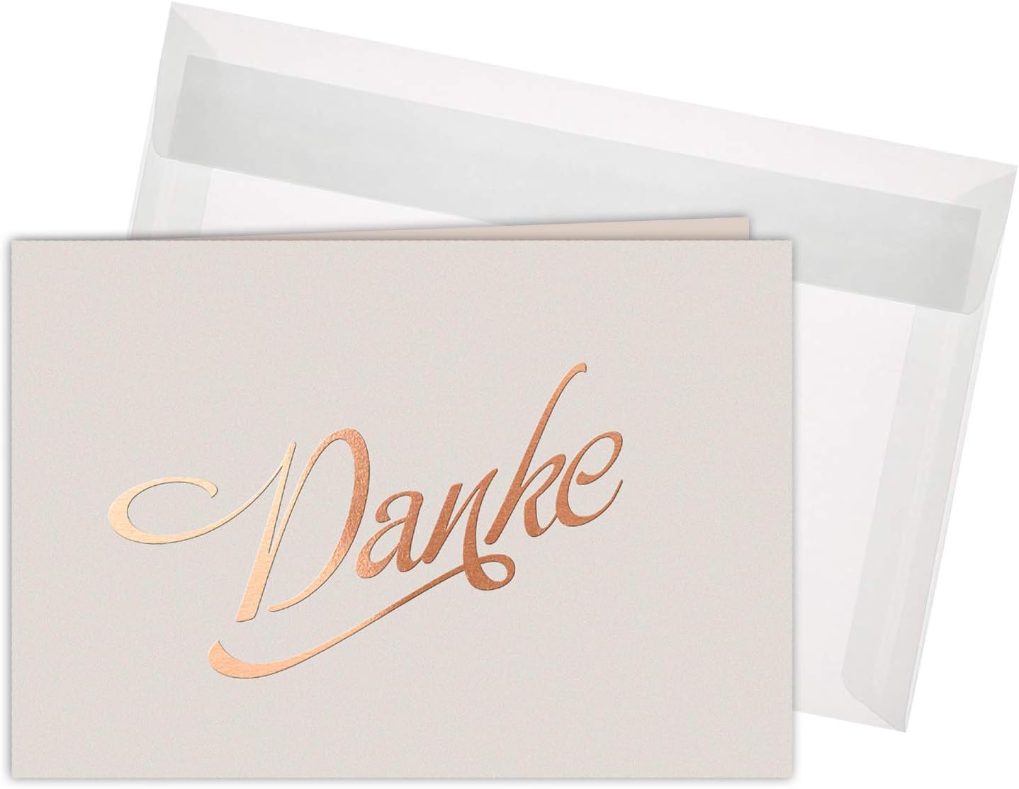 Folding Cards and envelopes: Thank You Cards with hot foil Rose Gold, Taupe, 165 x 115 mm, Stylish Thank You After Wedding