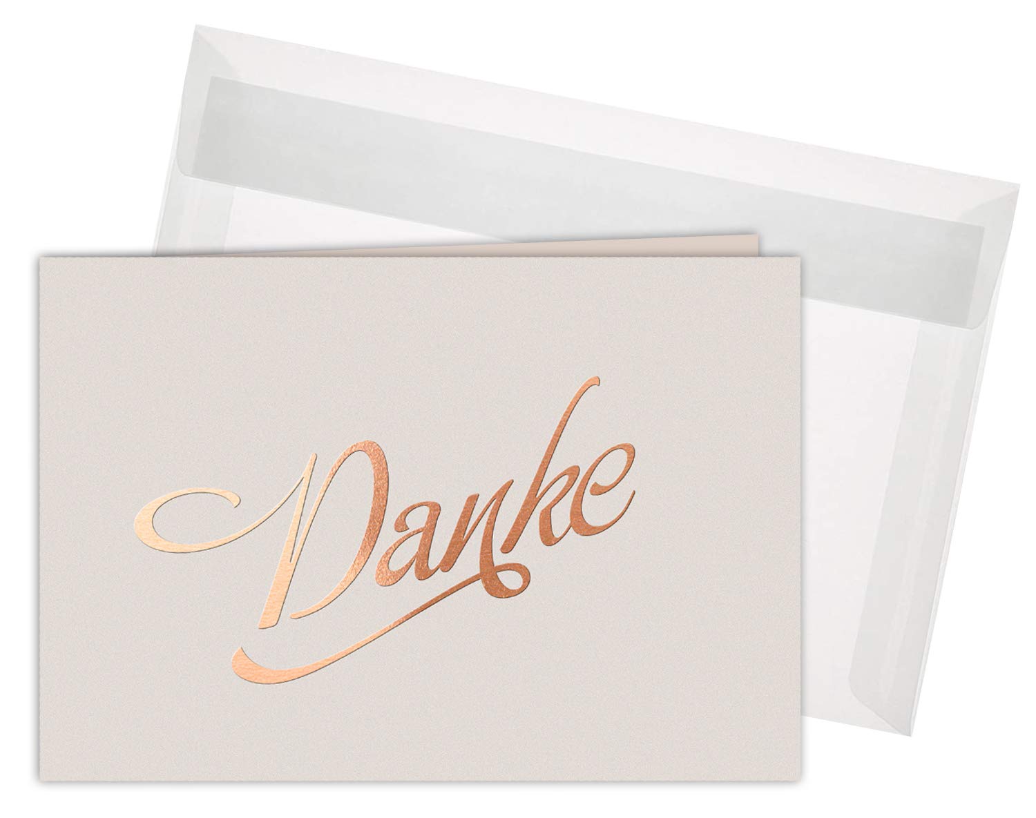 Folding Cards and envelopes: Thank You Cards with hot foil Rose Gold, Taupe, 165 x 115 mm, Stylish Thank You After Wedding, Birth, Christening, Birthday, Confirmation. 20er Set