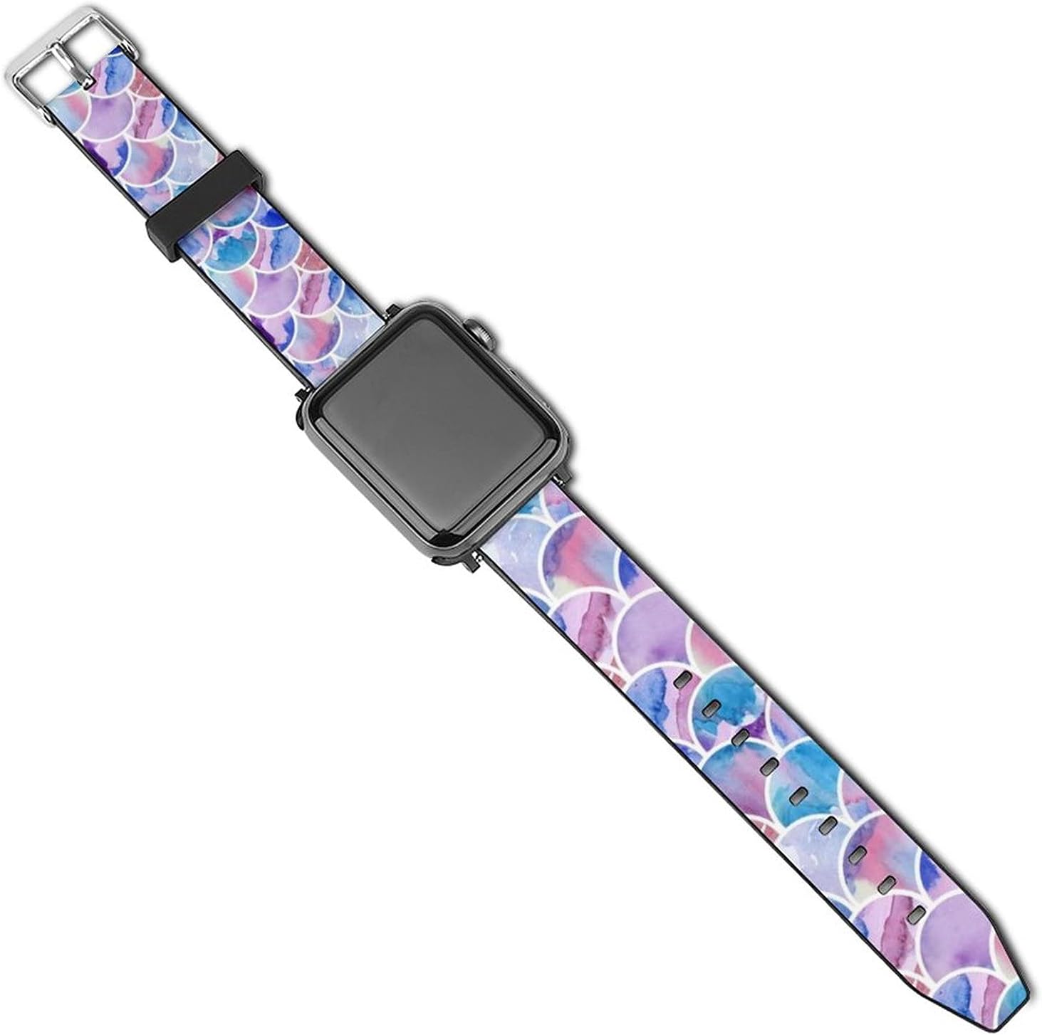 NiYoung Mens Women Colorful Mermaid Fish Scales Apple Watch Band 38mm/40mm, 42mm/44mm, Adjustable Soft Watch Bands Sport Wristband, Leather Replacement Strap with Buckles