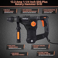 [Upgraded] 12.3 Amp Rotary Hammer Drill, 1-1/4 Inch