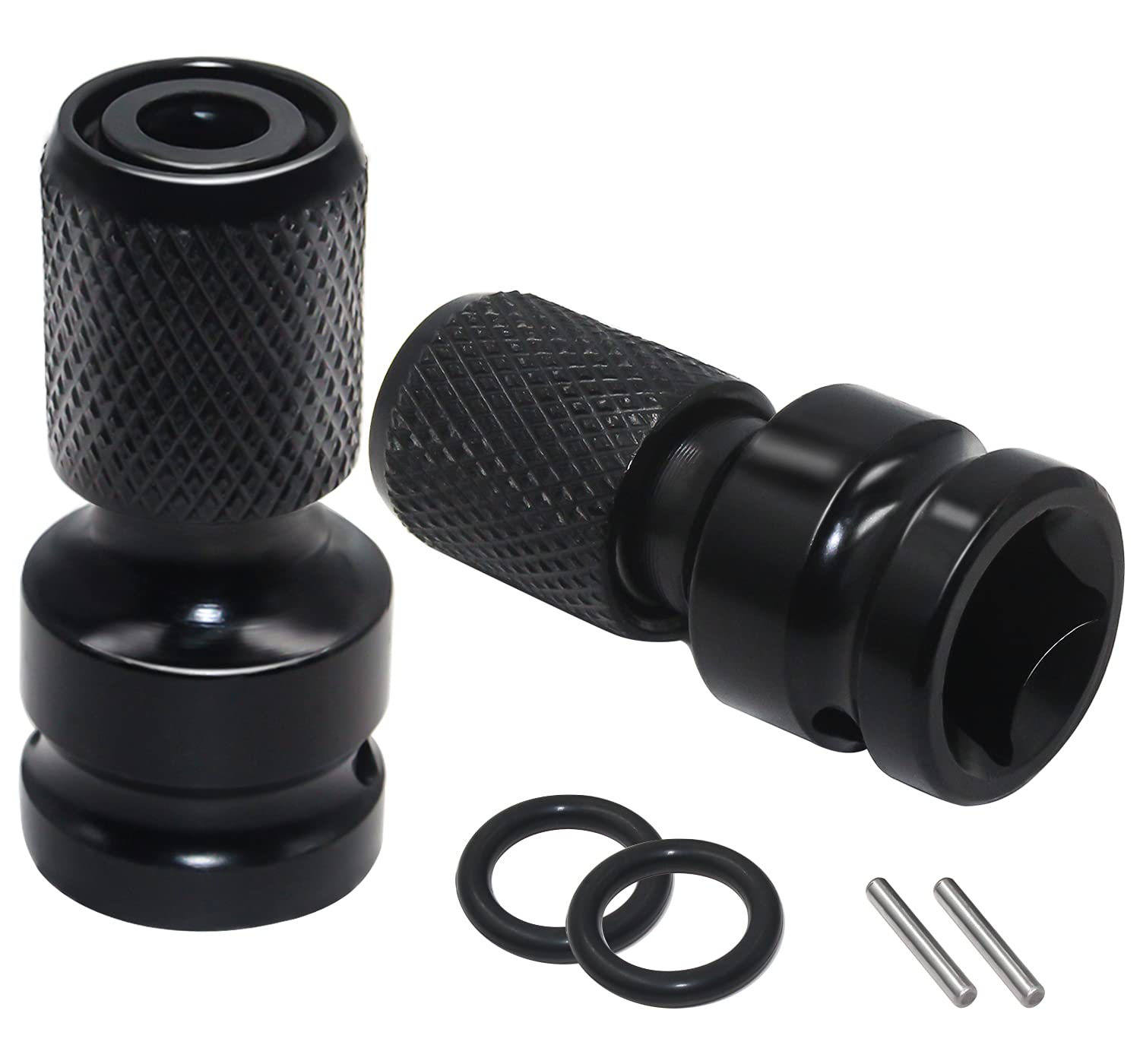 GIAK Impact Adaptor 2 Pieces1/2 Square Drive to1/4 Hex Shank Socket Adapter Quick Release Chuck Converter for Impact and Ratchet Wrench