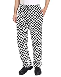 Men’s Black and White Checkerboard Print Chef