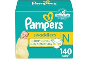 Pampers Swaddlers Newborn Diapers - Size 0, 140 Count, Ultra Soft Disposable Baby Diapers