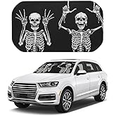 CZLBTFTP Funny Skeleton Car Windshield Sun Shade Umbrella, Car Windshield Sunshades Cover with 360° Rotation Bendable Handle, Foldable Sun Shade for Most Vehicles