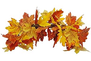 SFTYUFS 20 inch Fall Swag Autumn Swag, Swag Wreath for Front Door with Maple Leaf for Thanksgiving Christmas Halloween Wall Decor