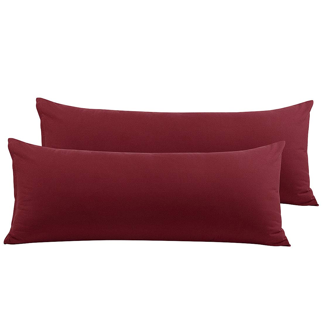 PiccoCasa 2 Packs Body Pillow Cover, Soft 100% Brushed Microfiber Body Pillow Pillowcase, Body Pillow Cases with Zipper Closure for Long Pillows Burgundy 50 x 120cm/ 4ft.