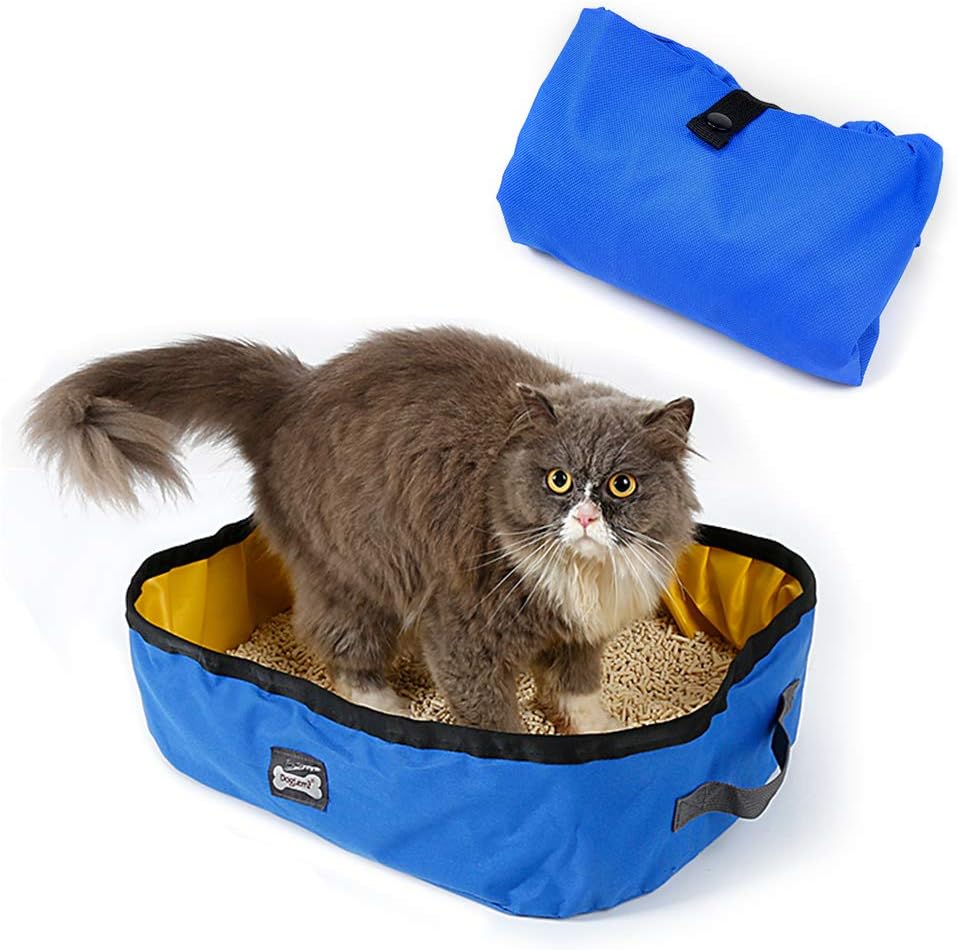 Petneces Cat Litter Box Foldable Portable Waterproof Cat Litter Tray