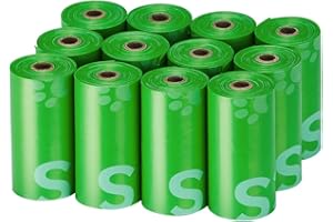 Typlastics Poop Bags for Dogs,180 Bags, Waste Refuse Cleanup, Doggy Roll Refills for Outdoor Puppy Walking and Travel, Leakproof and Tear Resistant, Unscented, 12 Pack of 15, Lime Green