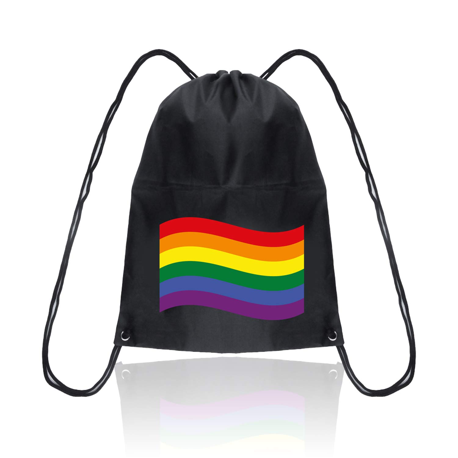 Lizzy Pride Rainbow Drawstring Gym Bag | Rainbow Design Bag Pride Rainbow Flag Backpack | Includes 6 Tattoos (Rainbow Flag)