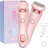 Electric Shaver for Women, 2 in 1 Wet & Dry Waterproof Hair Removal with 2 Removable Heads, Rechargeable Cordless Silk Glide Pro Shaver for Leg Arm Underarm Bikini Area, IPX7 Waterproof, Pink