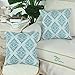 CaliTime Pack of 2 Soft Jacquard Throw Pillow Covers Cases for Couch Sofa Home Decoration Vintage Diamond Shape Damask Floral 18 X 18 Inches Teal