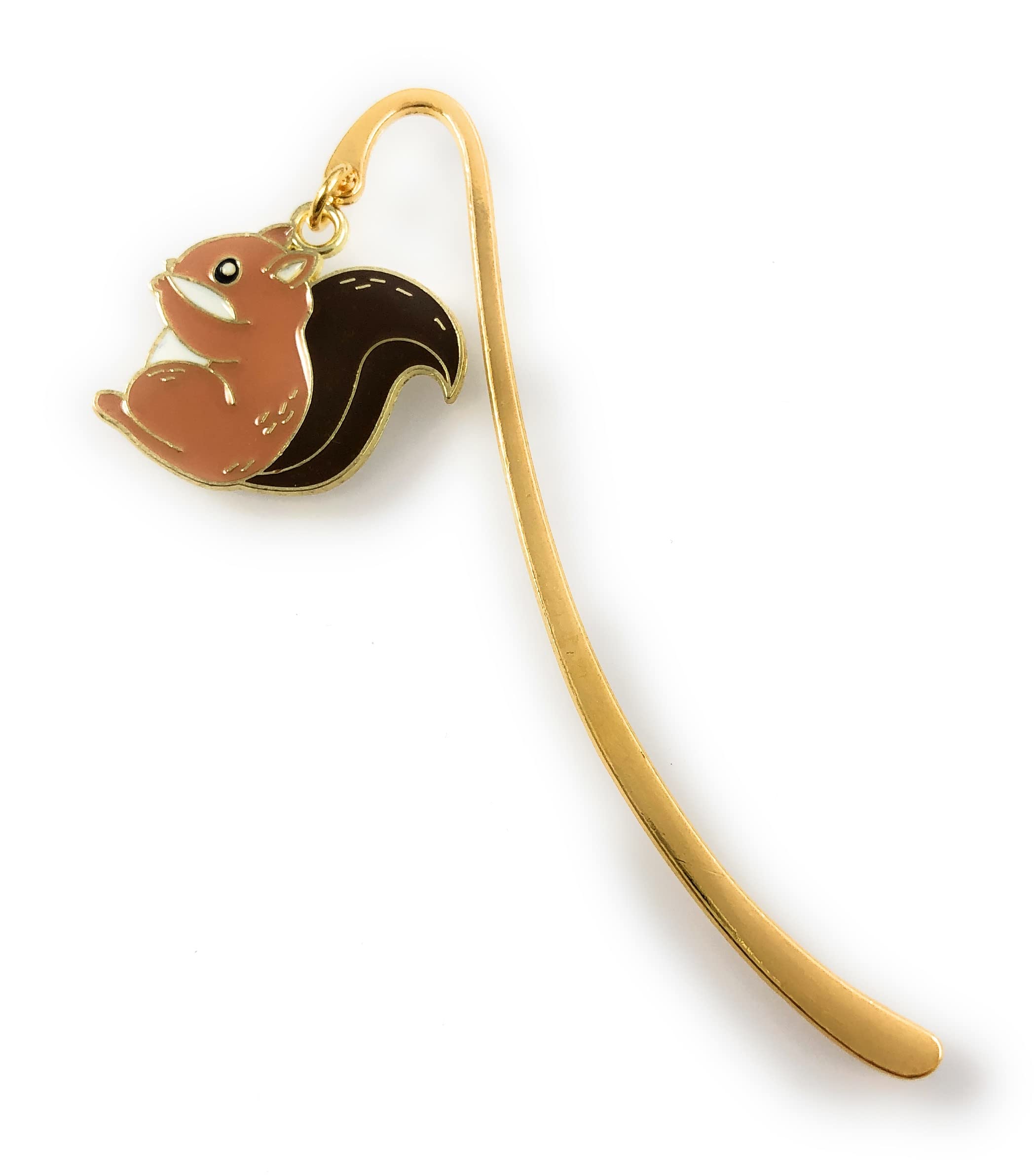 FizzyButton Gifts Squirrel Mini Bookmark with Gold Tone Enamel Charm in Gift Bag