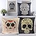 Throw Pillow Covers,YIFAN 4Pcs Mexican Day of the Dead Sugar Skull Cotton Linen Square Shaped Decorative Sofa Chair Couch Pillowcase Pillowslip 43*43cm