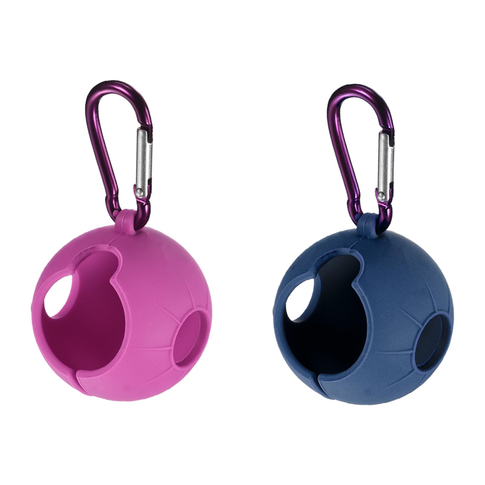PATIKIL Golf Ball Holder, 2 Pack Silicone Balls Carrier Protective Portable Sleeve with Buckle for Golf Bag Belt, Rose Red, Blue