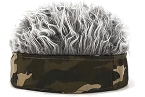 Gray Men Wig Hat, Men Artificial Wig Hat Camouflage Grey Color Size Adjust Funny Short Hair Wig Headband