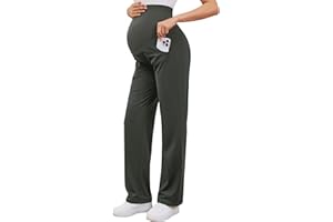 fitglam Women's Maternity Yoga Capri Wide Leg Pants Over Belly Stretchy Pregnancy Cropped Pants - 21'', S-XXL