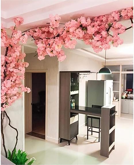 Amazon Pusaman Kuuml造花の桜の木gefauml Lschteつるの花fuuml Rの結婚式のパーティーの庭家の壁の内側とdrauszlig Sの装飾 ローザ 造花 オンライン通販