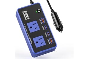 200W Car Power Inverter -ZunDian 12V to 110V for Vehicles Car Plug Adapter Outlet with 4 USB Charger, Car Charger Cigarette L