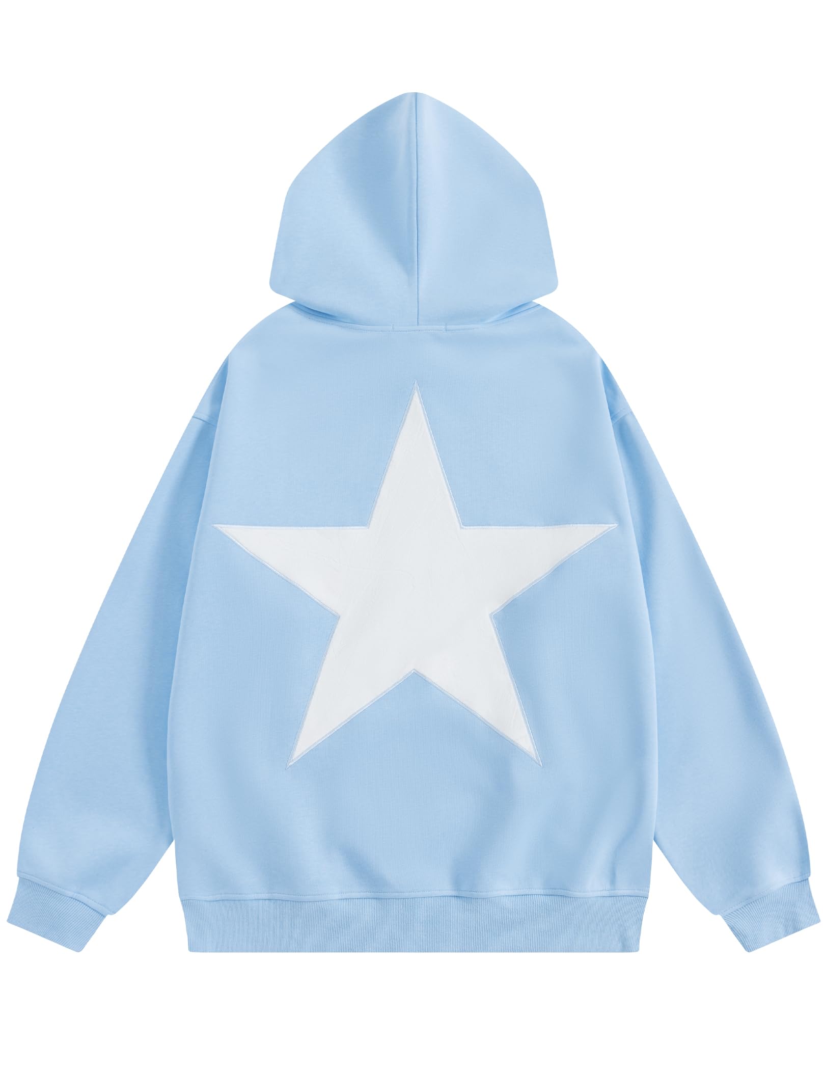 Aelfric Eden Star Hoodies Y2k Oversized Graphic Hoodies Aesthetic 90s Crewneck Sweatshirt Long Sleeve Pullover Tops Light Blue Small Image