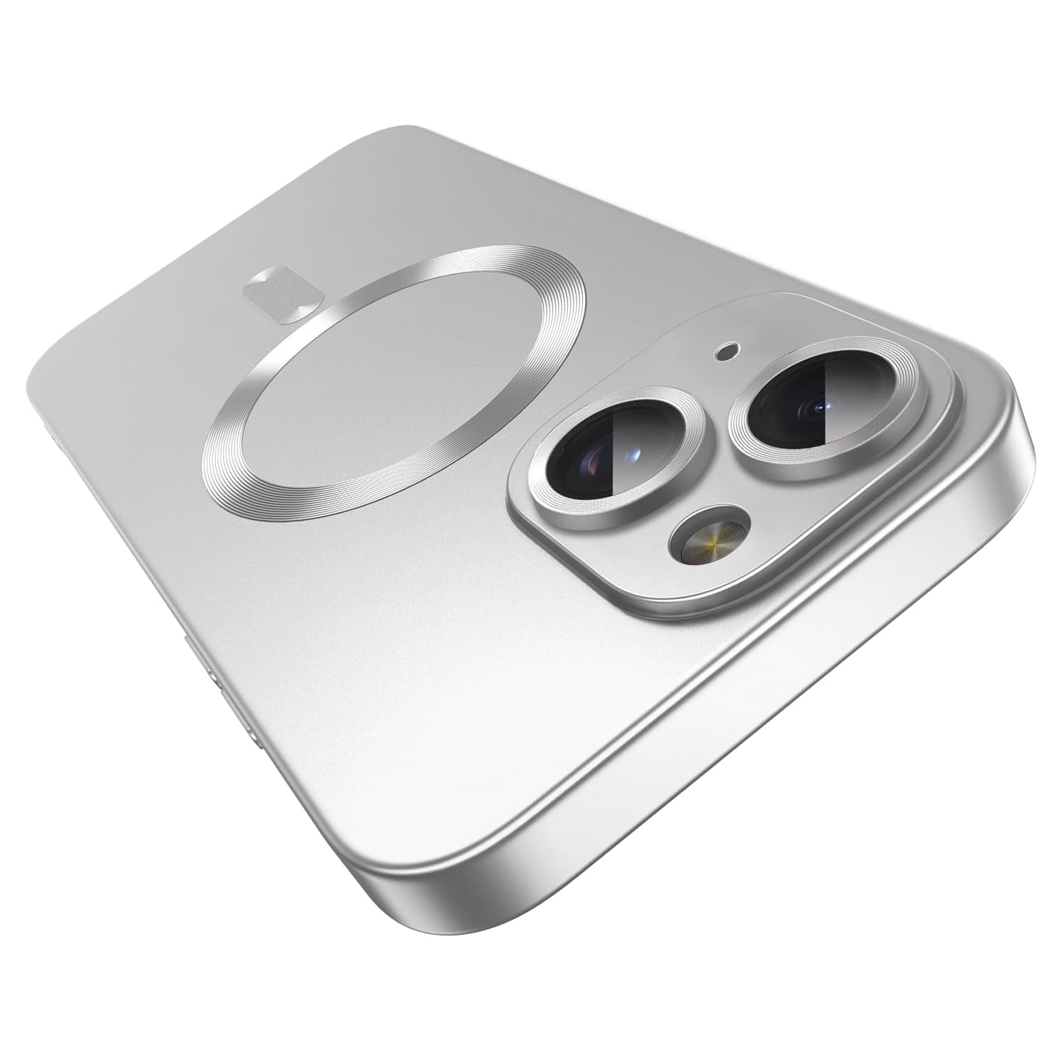 Photo 1 of Magnetic Case for iPhone 14 with Camera Lens Protector,Compatible with Magsafe,Full Protection Slim Smooth Shockproof Anti-Scratch Soft TPU Bumper Phone Case for iPhone 14 Silver