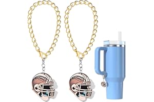 Hperycal Football Charm Accessories for Stanley Cup, 2PCS Initial Football Handle Charm For Stanley Tumbler Cup, Personalized Name ID Charm For Stanley