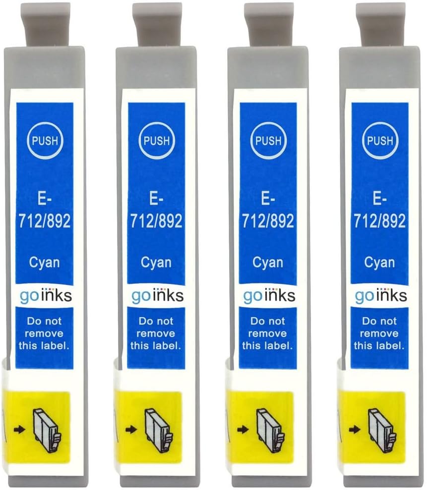 Go Inks E-712 Ink Cartridge Cyan to replace Epson T0712 Compatible/non-OEM for Epson Stylus Printers (Pack of 4)