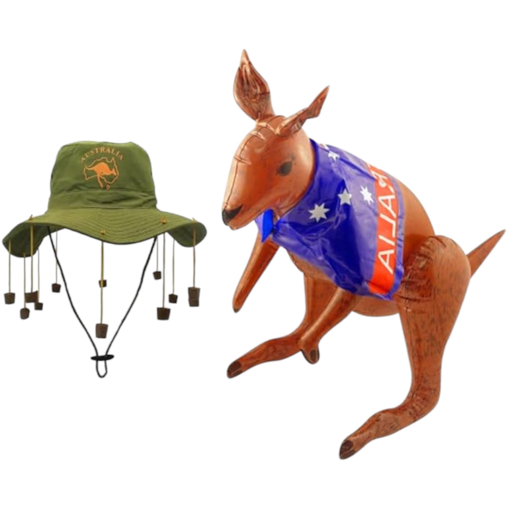 FNA FASHIONS Adult Australian Cork Hat & Inflatable Kangaroo Fancy Dress Kit- The perfect ensemble for any Aussie-themed event!