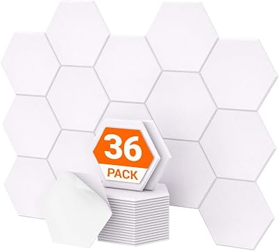 Tonor 36 Pack Hexagon Acoustic Panels 12 x 10 x 0.4 High Density White