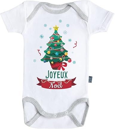 Baby Geek Joyeux Noel Body Bebe Manches Courtes Coton Blanc Coutures Grises Parent Amazon Fr Vetements Et Accessoires