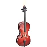 Dselvgvu 5.08" Wooden String Miniature Cello Hanging Ornament Mini Musical Instrument Replica Music Decorative Birthday Gifts Holiday Christmas Tree Home Decoration Display Ornament (5.08" Cello)