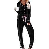 MANBEIYA Women's Pajama Sets Long Sleeve Button Down Soft Knit Sleepwear Pjs 2 Piece Lounge Set