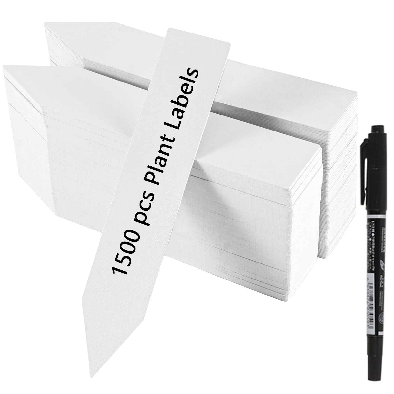 DAKFOOK 1500 Pcs White Plastic Plant Labels, 10 x 2cm Waterproof Garden Plant Name Tags, 4 Inch Reusable Plastic Plant Tags for Indoor Outdoor Plants