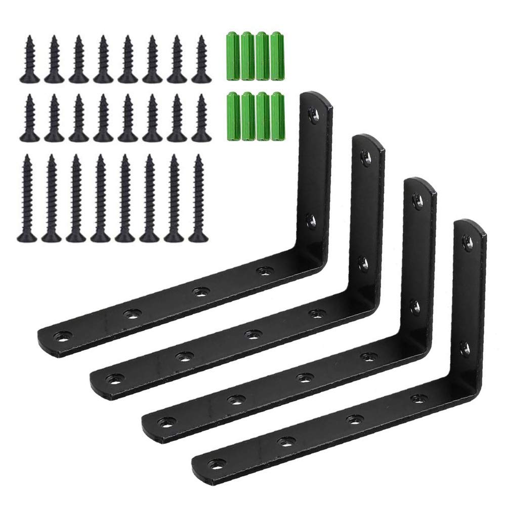 Buy Gobesty Shelf Bracket Corner Braces Black, 4 Pieces Angle Brackets