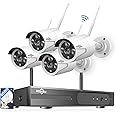 [500G Hard Drive] Hiseeu 5MP Wireless Security Camera System with One-Way Audio,4Pcs 5MP Outdoor/Indoor WiFi Surveillance Cameras, HD Video,Night Vision, Weatherproof,Motion Detection,DC12V Power Cord