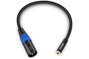 JOLGOO 3.5mm Female to XLR Male Stereo Audio Adapter Cable, 1/8 inch Mini Jack Female to XLR Male Adapter Cable, 1 Feet