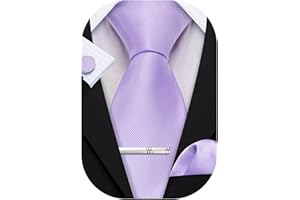 Barry.Wang Mens Silk Plain Ties Paisley Necktie Pocket Square Cufflinks Tie Clip Set for Wedding Prom Business