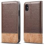 for iPhone Xs/iPhone X Case,WenBelle Blazers Series,Stand Feature,Double Layer Shock Absorbing Premium Soft PU Color Matching Leather Wallet Cover Flip Cases for Apple iPhone Xs/X 5.8 inch (Brown)