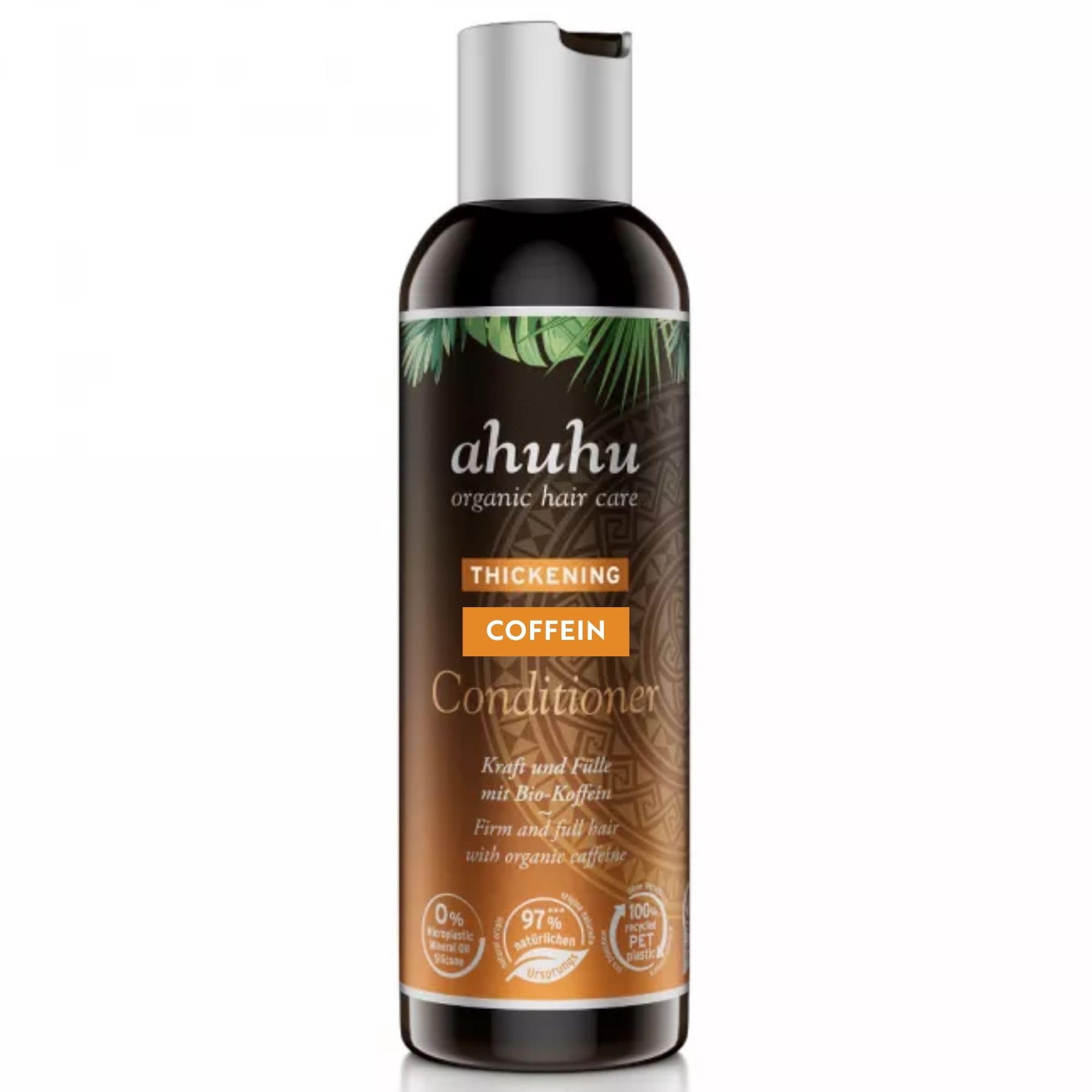 ahuhu THICKENING Caffeine Conditioner (200 ml) – Hair Growth Conditioner for Damaged Hair, Strengthens Fine & Thinning Hair, Organic Caffeine & Rice Starch Formula, Silicone-Free, Hair Care for Women