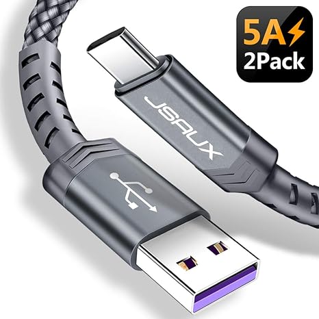 USB Typ C Kabel 5A [1M 2 Stück] JSAUX Schnell Ladekabel für Huawei P30 P20 P10 Pro Mate20 Lite Mate9 Mate10 Plus P9 QC3.0 Sma