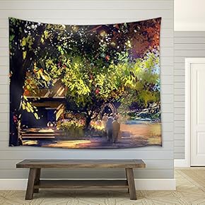 Beautiful Landscape Painting,Outdoor Scenery,Illustration - Fabric Wall Tapestry Home Decor - 51x60 inches