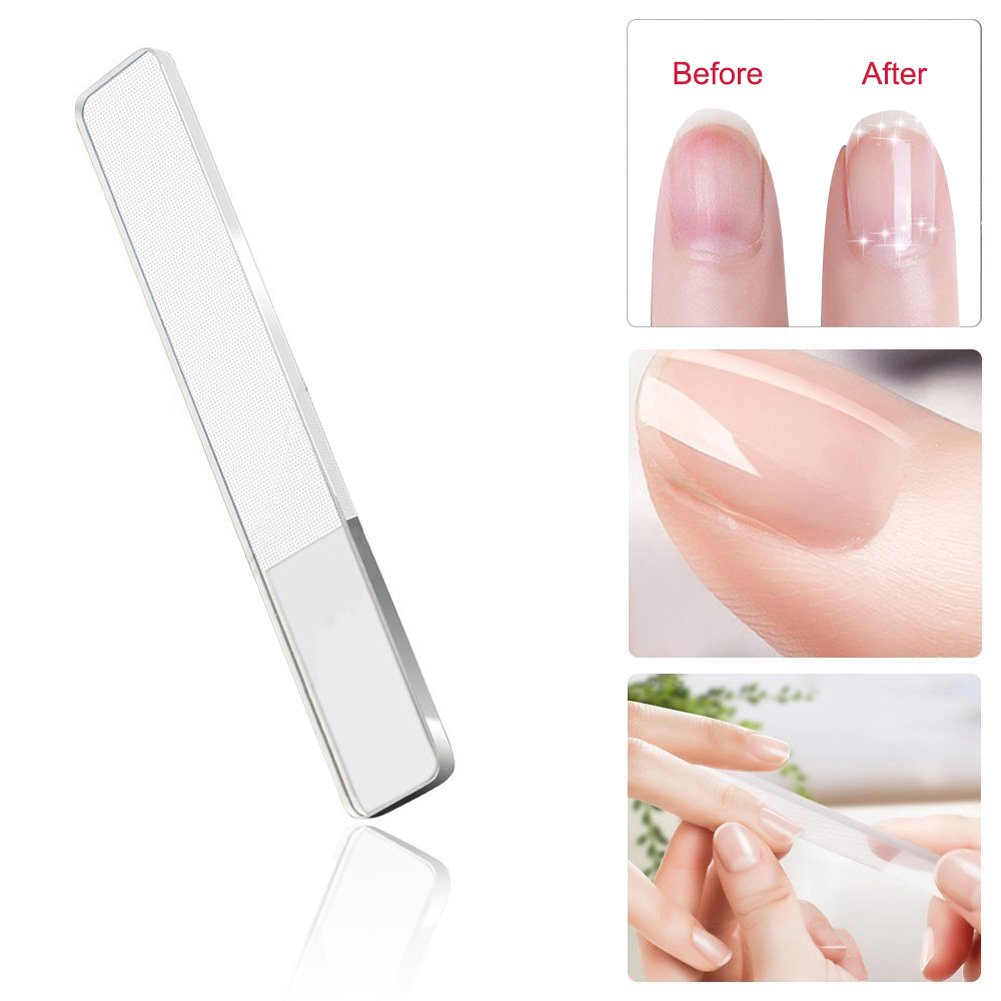 Professional Nano Cristal Limes à ongles, Aroc Manucure Pédicure Soin des ongles poli fichier ongles des ongles pour ongles naturels et acrylique avec étui de rangement (Poignée sans miroir) (1pc)