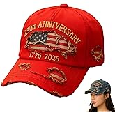 LDLXLHTE 250 Anniversary USA Hat,Patriotic Baseball Cap 1776-2026 - Adjustable USA Retro Denim Baseball Cap