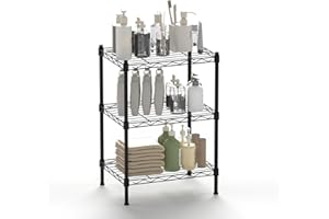 KKN Storage Wire Shelving, 3-Tier Metal Storage Rack - Industrial Steel Shelving Unit for Kitchen, Laundry and Garage, Durable Garage Storage Shelves and Utility Racks 15.7" L x 11.8" W x 22.8" H