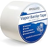 AMOGATO Vapor Barrier Tape - 4'' x 180' 8 Mil, Heavy Duty Waterproof, Polyethylene Repair Tape, Vapor Barrier Seam Tape for I
