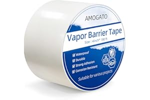 AMOGATO Vapor Barrier Tape - 4 inch x 180' Roll 8 Mil, Heavy Duty Waterproof, Polyethylene Repair Tape, Vapor Barrier Seam Tape for Industrial, Crawl Space, Roofs & Barrier Restoration