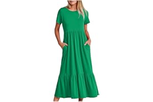 lcepcy Women's Casual Dress Swing Sundress Flowy Tiered Loose Maxi Dress with Pockets